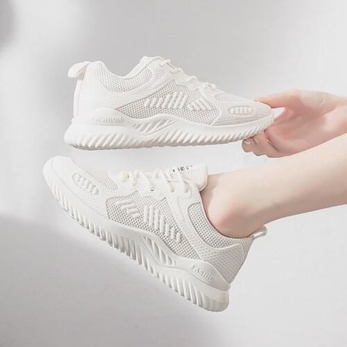 Spring Fashion All-match Womens Vulcanized Shoes Breathable Mesh White Casual Shoes Soft and Comfortable Black Sports Shoes