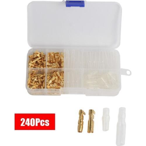 High Quality 240Pcs Bullet Terminals 4mm Male & Female Wire Bullet Crimp Connectors Terminal With Insulation Sheath