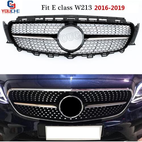 W213 Diamonds Grille Front Bumper Grill Mesh For Mercedes W213 E Class 2016 - present E350 E300 E400 4-door Saloon