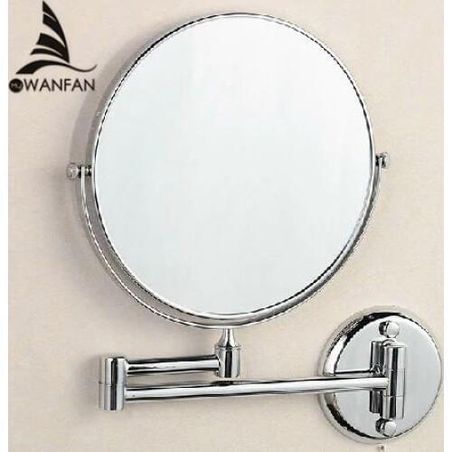 Bath Mirrors 8" Round Wall Mirror 3 X Magnification Dual Face Makeup Cosmetic Mirrors Brass Bathroom Mirror 1308L