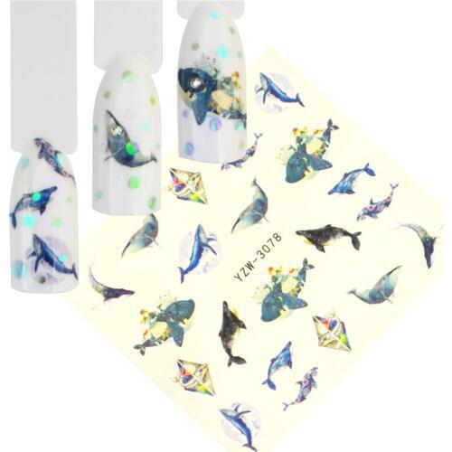 1 PC Nail Whale series Gemstone Necklace Perfectly Combined Pattern Water Transfer Stickers Nail Decals Tattoo Sticker Design