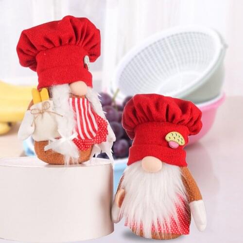 1pcs Christmas Chef Hat Rudolph Ornaments Dolls Home Window Decoration Dolls