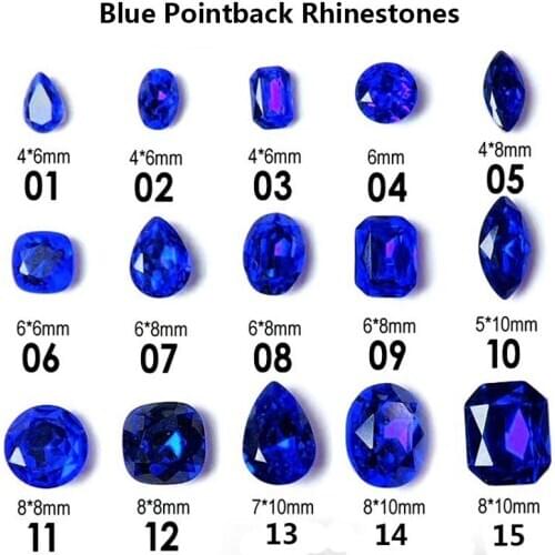 17 Kinds 50pcs/bag AAA grade Blue Horse Eye Czech Crystal Heart Rhinestone Pointback Nail Art Decoration Stones Multi Shapes