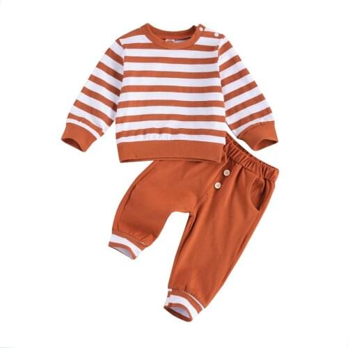 2021 Toddler Girl Clothes Long Sleeve Stripe Top Pant Outfits Cotton Infant Clothing Newborn Set 0-24M