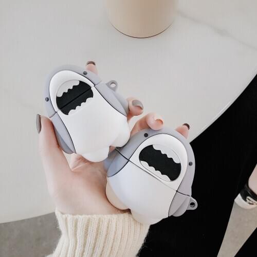 3D Cute Cartoon shark Shockproof Headphone Cases For Apple Airpods 1/2 pro Silicone Protection Earphone Cover Cases Accessories