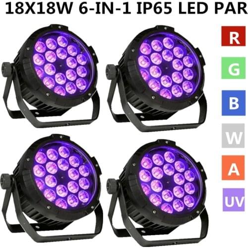 4PCS/ 18X18W RGBWA+UV waterproof led Par Light, IP65 LED PAR DMX LED wash light professional stage DJ equipment disco light