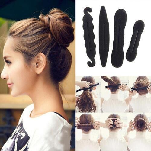 4Pcs Women Magic Foam Sponges Styling Hair Clip Device Donut Quick Accessories