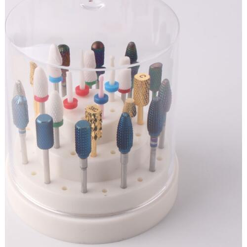 48 Holes Nail Art Drill Bits Empty Storage Box Acrylic Holder Stand Display Nail Art Drill Bit Case for Displaying Polishing