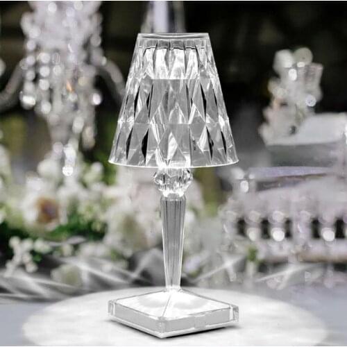 Diamond Table Lamp USB Rechargeable Acrylic Decoration Desk Lamps Bedroom Bedside Bar Crystal Lighting Fixtures Gift Night Light