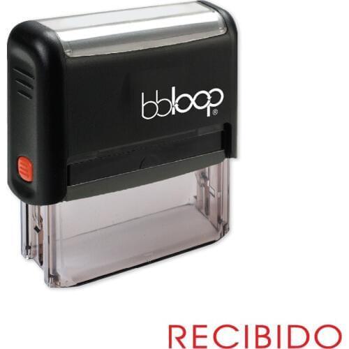 BBloop Spanish Language "RECIBIDO" Self-Inking Stamp, Rectangular, Laser Engraved, RED