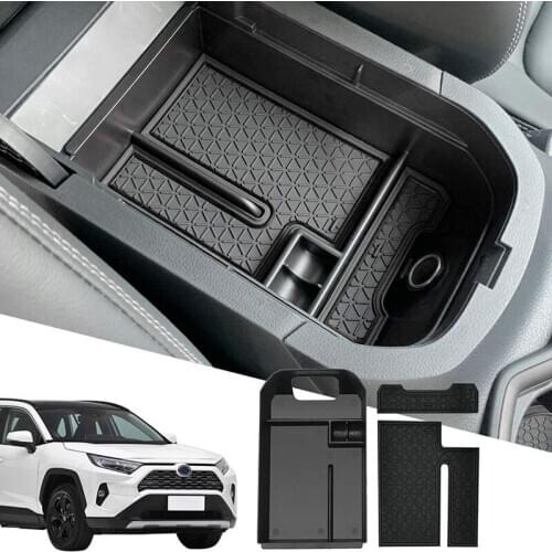 Car Central Armrest Storage Box Secondary Storage Center Console Organizer Compatible for Toyota RAV-4 2019 2020 2021