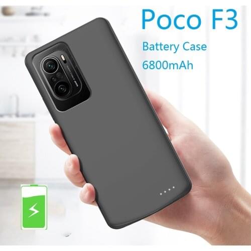 6800mAh battery charger case For Xiaomi Poco F3 charging cases Portable Silm Silicone Shockproof External Power Bank Phone case