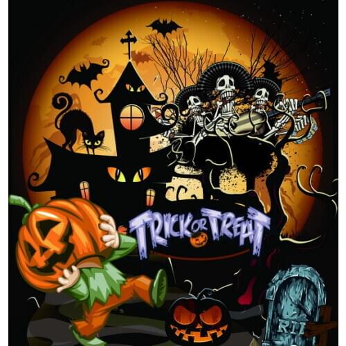 Cartoon trick or treat kids photo backgrounds fabric Halloween party photography funds for photo studio props photocall HA-024