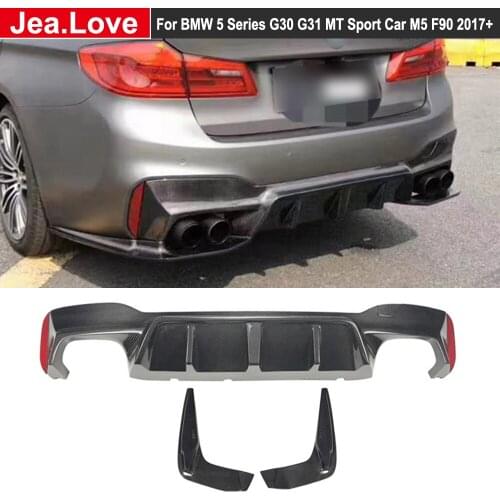 3D Type Real Carbon Fiber Rear Lip Bumper Diffuser With Aprons For BMW 5 Series G30 G31 MT Sport Car M5 F90 2017 Up Modify