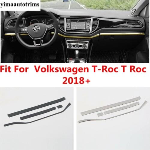 For Volkswagen T-Roc T Roc 2018 - 2021 Central Control Decorative Cover Strip Trim Silver Color Stainless Steel Refit Interior