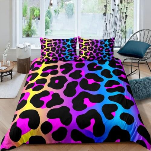 Home Textiles Luxury 3d Bedding Set Color Leopard Print Duvet Cover Set 2/3 Pcs with Pillowcase AU/EU/UK/US Queen and King Size