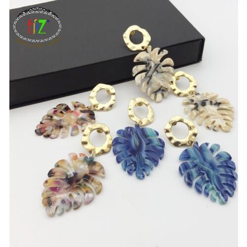 F.J4Z Fashion Monstera Earrings Big Acrylic Plate Leaf Earrings for Women Monstera oorbellen voor vrouwen
