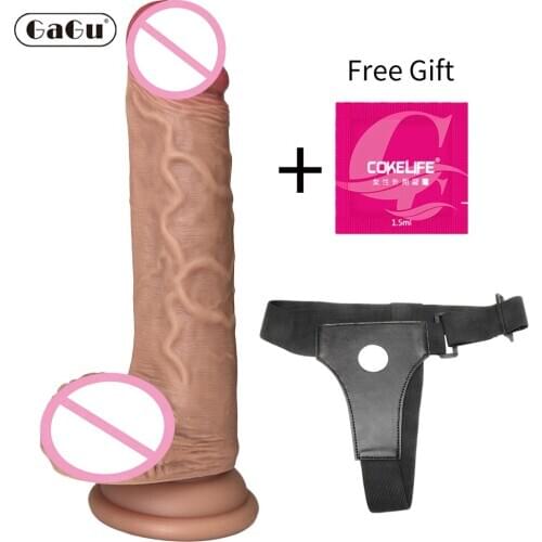 GaGu Soft Dildo Realistic Suction Cup with Lubricant Penis Lesbian Strapon Faloimitator Dick Huge Silicone Dildos For Women Gay