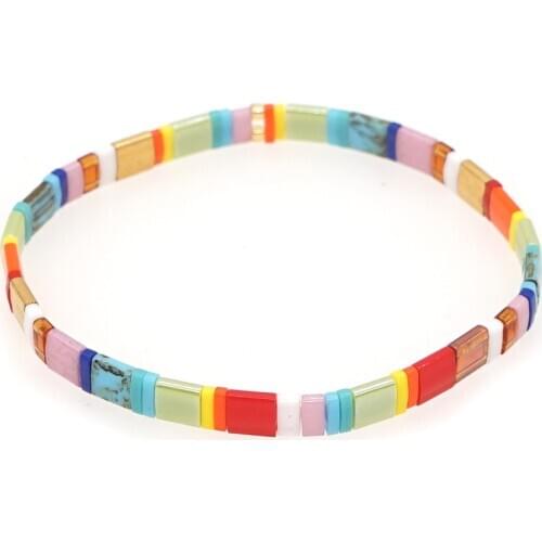 Go2boho Rainbow Bracelet For Women Boho Beach Jewelry Tila Bead Bracelets Girl Gifts 2021 Bohemian Jewellery Stretch Pulsera