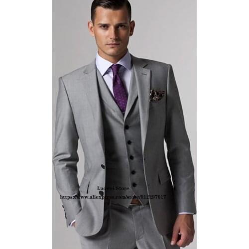 Classic Slim Fit Mens Suits 3 Piece Jacket Vest Pants Set Wedding Groom Tuxedo Professional Formal Business Blazer Costume Homme