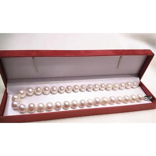 Classic natural 13mm south sea baroque white pearl necklace 18inch 925s KKK