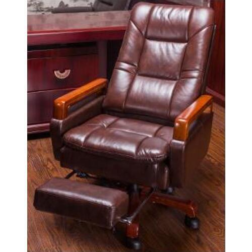 Real leather computer chair. Massage chair can lie home office chair. Real wood swivel chair28