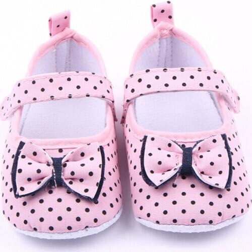 Summer Baby Girl Soft Sole Dot Polka Print Shoes Girls Bow Princess First Walkers Newborn Shoe