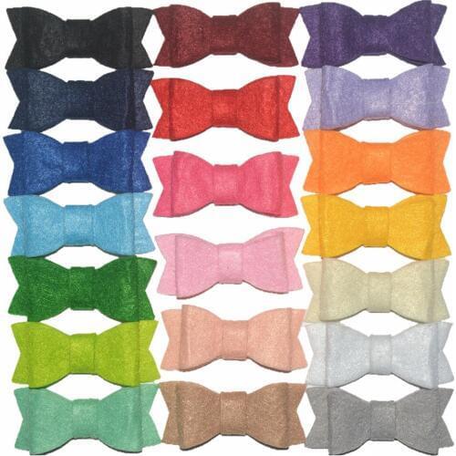 MengNa Newborn 2.8" Felt Bow with Clips Kids Girl Felt Bow Hair Clip Kids Hair Bow Hair Grip Stripe Barrettes 120pc