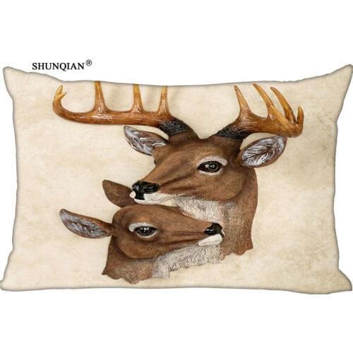 New Wood And Deer Pillow Case Custom Wedding Pillowcase Cover Cases Gift Zippered Rectangle Pillow Case
