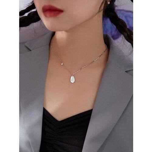 925 Silver Necklace with Clavicle Chain Punk Water Drop Lettering Pendant Accessories Personalized Jewelry for Women Wholesale