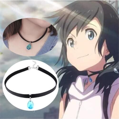 Movie Weathering With You Necklace Cosplay Tenki no Ko Amano Hina Same Style Cartoon Blue Pendant Necklet