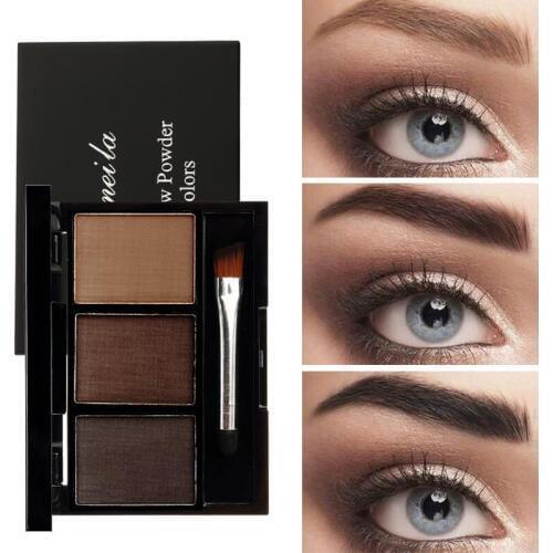 Professional Waterproof Makeup Eye Shadow 3 Color Eyebrow Powder Palette Cosmetic Brand Eye Brow Enhancer With Brush Mirror Box