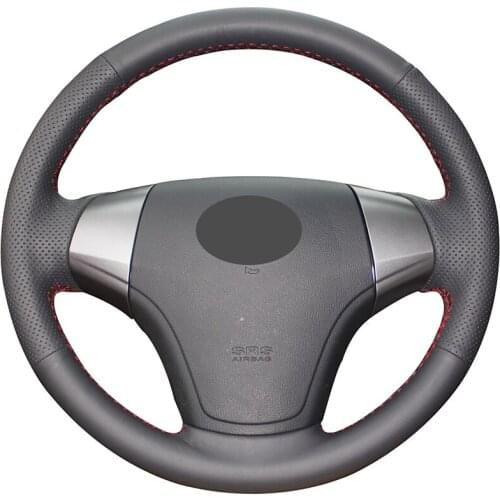 Hand-stitched Black PU Faux Leather Car Steering Wheel Cover for Hyundai Elantra 2007 2008 2009 2010
