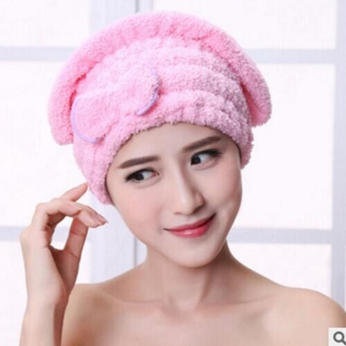 Hair Shower Cap Coral Fleece Hair Dryer Cap Absorbent Thickened Bowknot Towel Quick-drying Female Shower Cap Bathroom Supplies
