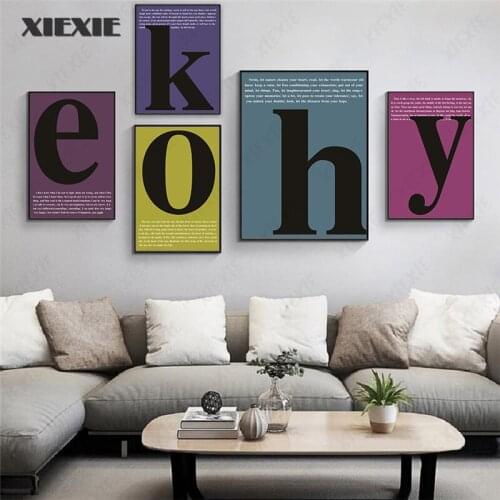 Quote Words Nordic Art Picture Nordic English Alphabet Canvas Painting Wall Art Bedroom Posters and Prints for Living Room Decor