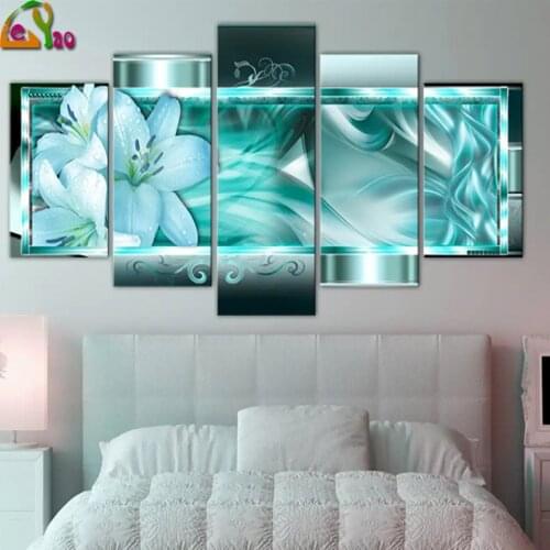 Modern Diamond Art Wall Pictures For Living Room 5 Pieces diy Diamond Painting Motorcycle Pictures Home Decoration