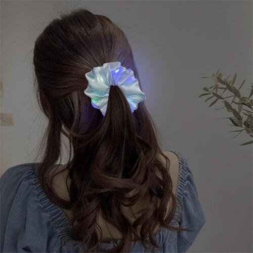 LED Luminous Hair Bands Scrunchies Women Girls Headwear Hair Rope Simple Wrist Band Rings Rubber Band Hair Accessories Halloween