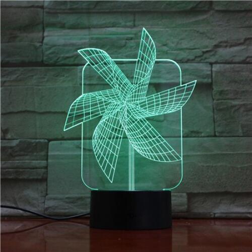 Windmill 7 Color Lamp 3D Visual Night Lights For Kids Touch USB Table Lampara Lampe Baby Sleeping Nightlight Motion Light 1695