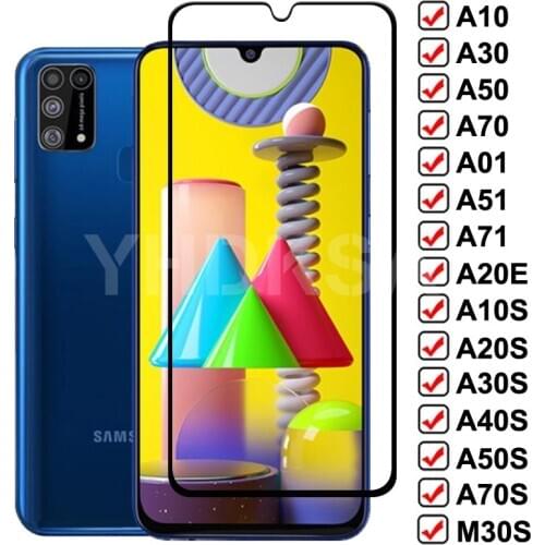 9D Protective Glass On For Samsung Galaxy A10 A30 A50 A70 A10S A30S A50S A70S A20E Tempered Glass Samsung A20S A40S M10S M30S