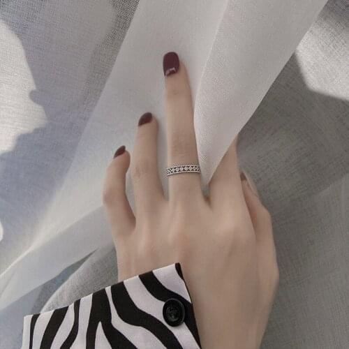 Rings For Women Girls Crystal Adjustable Opening Double-layer Hollow Geometric Punk Korean Fashion Lady Wedding Jewelry BOYULIGE