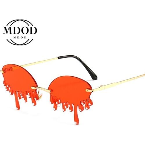 Rimless Sunglasses Women Fashion Vintage Unique Tears Shape Steampunk Sunglasses Female Gafas Shades UV400 Oculos Feminino