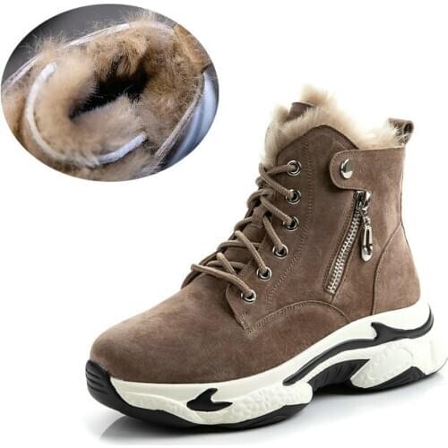 Women Winter Snow Boots New Fashion Style High-Top Shoes Casual Woman Waterproof Warm Genuine Leather Woman Female High Quality