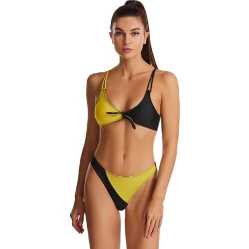 2021 Sexy Female bikini Set Women Swimsuit Split Color Matching Suspender Two-piece Swimwear Summer Push Up Beach Bathing Suit