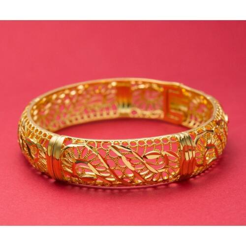 1PC 24K Bangles Girls Dubai Gold Turkish Egyptian Algeria Indian Moroccan Saudi Gold Bangles Kids banglesFashion Jewelry