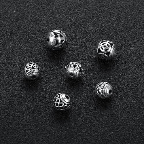 10pcs/lot Tibetan Silver Hollow Out Butterfly Charm Beads 8mm Filigree Round Spacer Beads for Big Hole European Jewelry Making