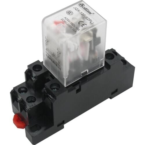 2pcs JQX-13FL DC 24V Coil 8 Pin 10A DPDT LED Indicator Electromagnetic Power Relay+ Base+ DIN Rail Slotted Aluminum