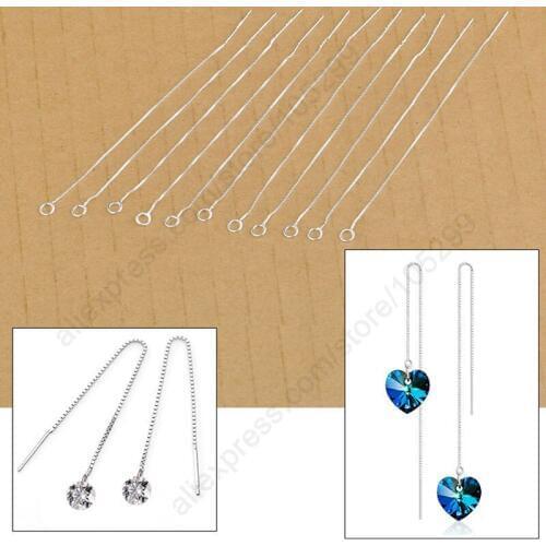 20Pcs Findings 925 Sterling Silver Jewelry Box Line Chain Long Design Earring Arrow Sparkling Earrings Drop Earrings