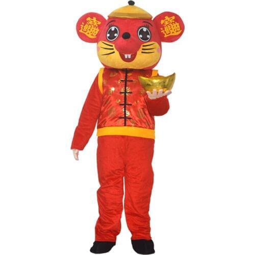 2020 Mouse Cartoon Character Mascot Costumes with Tang zhuang Performance Dress God of Wealth Costume happy new year