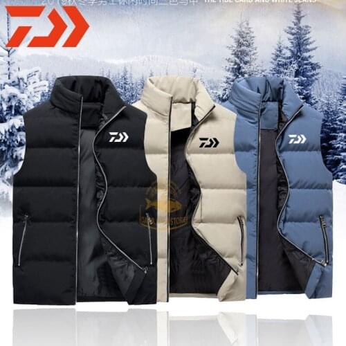 2020 Winter DAIWA Fishing Clothes Mens Outdoor Sports Windproof Fishing Vest Hiking Warm Fishing Vest Daiwa Down Cotton Vest