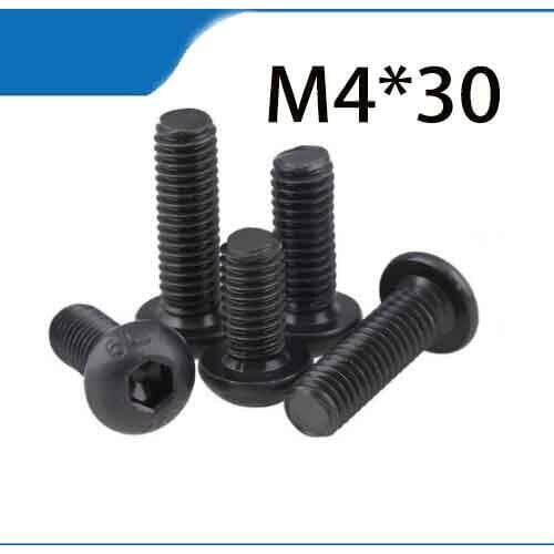 50pcs m4 yuan cup Half round pan head black grade 10.9 carbon Steel Hex Socket Head Cap m4*30 mm Screw